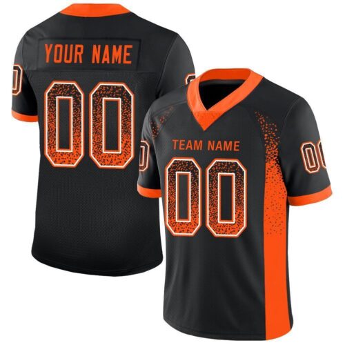 Custom Black Orange-White Drift Fashion Football Jersey