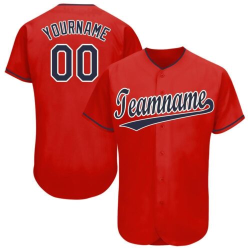 cleveland_0041 Custom Red Navy-White Baseball Jersey