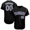Custom Black Gray-Purple Baseball Jersey