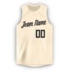 Custom Cream Black Round Neck Basketball Jersey