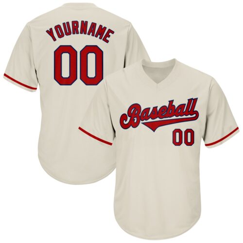 cream_0038 Custom Cream Red-Navy Authentic Throwback Rib-Knit Baseball Jersey Shirt