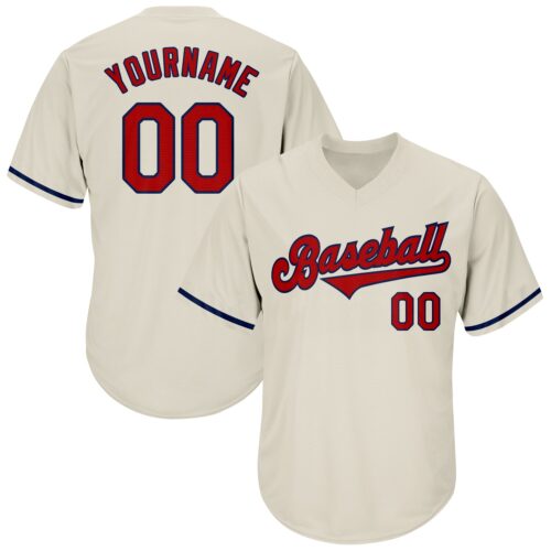 cream_0039 Custom Cream Red-Navy Authentic Throwback Rib-Knit Baseball Jersey Shirt