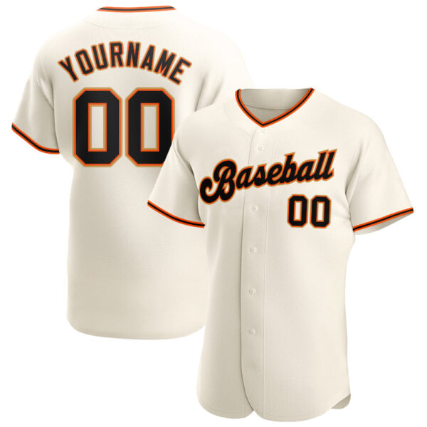 Custom Cream Black Orange-Old Gold Authentic Baseball Jersey