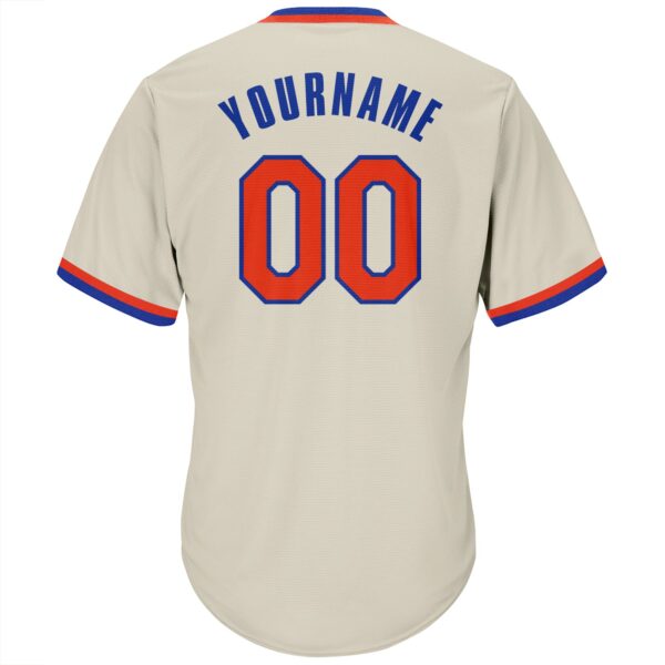 Custom Cream Orange-Royal Authentic Throwback Rib-Knit Baseball Jersey Shirt