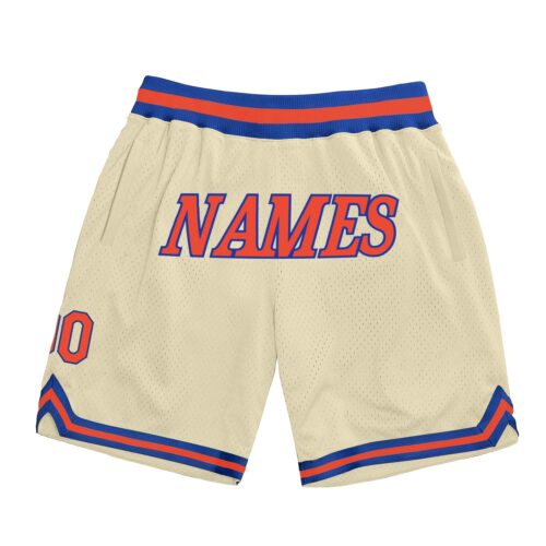 cream_0070_8724f316-591a-4b98-b42e-b8ccaf646e49 Custom Cream Orange-Royal Authentic Throwback Basketball Shorts