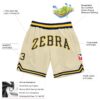 Custom Cream Navy-Gold Authentic Throwback Basketball Shorts
