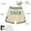 Custom Cream Kelly Green-White Authentic Throwback Basketball Shorts