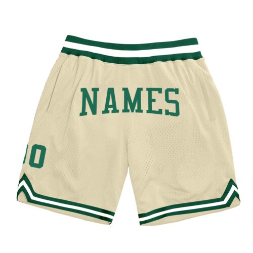 cream_0081_da540872-a1f6-43e5-a89c-4159d0b2ad4d Custom Cream Kelly Green-White Authentic Throwback Basketball Shorts