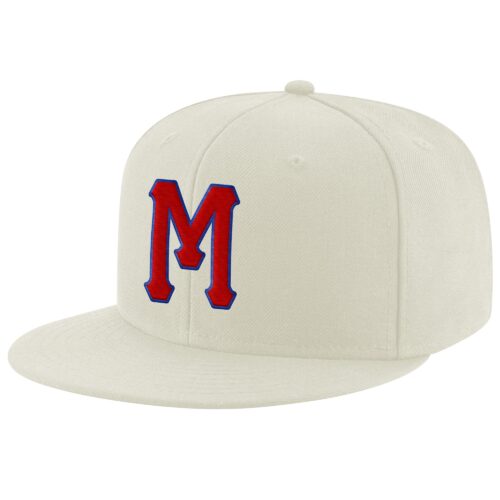 cream_0095-1 Custom Cream Red-Royal Stitched Adjustable Snapback Hat