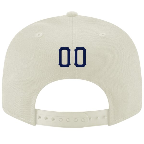 Custom Cream Navy-Gray Stitched Adjustable Snapback Hat