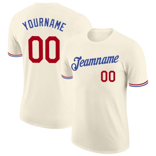 cream_0099 Custom Cream Red-Royal Performance T-Shirt