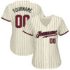 Custom Cream Black Pinstripe Crimson-Black Authentic Baseball Jersey