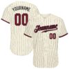 Custom Cream Black Pinstripe Crimson-Black Authentic Baseball Jersey