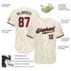 Custom Cream Black Pinstripe Crimson-Black Authentic Baseball Jersey