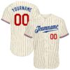 Custom Cream Black Pinstripe Red-Royal Authentic Baseball Jersey