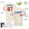Custom Cream Black Pinstripe Red-Royal Authentic Baseball Jersey
