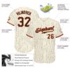 Custom Cream Black Pinstripe Black-Orange Authentic Baseball Jersey