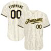 Custom Cream Navy Pinstripe Navy-Gold Authentic Baseball Jersey