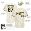 Custom Cream Navy Pinstripe Navy-Gold Authentic Baseball Jersey
