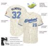 Custom Cream Navy Pinstripe Light Blue-Navy Authentic Baseball Jersey