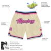 Custom Cream Pink-Light Blue Authentic Throwback Basketball Shorts
