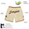 Custom Cream Purple-Gold Authentic Throwback Basketball Shorts
