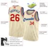 Custom Cream Black Pinstripe Red-Royal Authentic Basketball Jersey