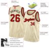 Custom Cream Black Pinstripe Red-Black Authentic Basketball Jersey
