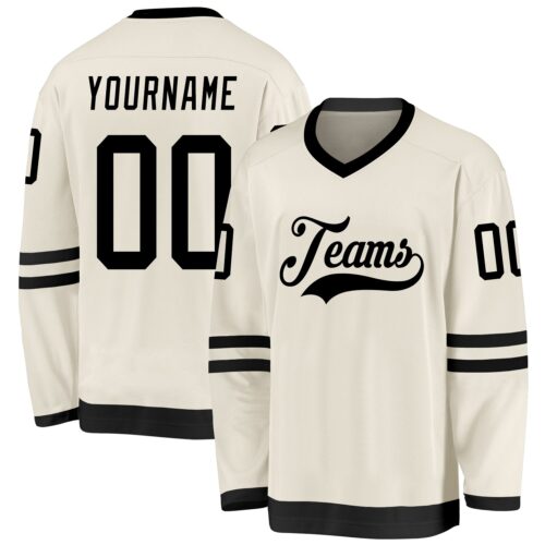 cream_0182 Custom Cream Black Hockey Jersey