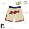 Custom Cream Red-Navy Authentic Throwback Basketball Shorts