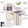 Custom Cream Black-Purple Authentic Baseball Jersey