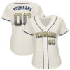Custom Cream Navy-Gold Authentic Drift Fashion Baseball Jersey