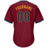 Custom Crimson Navy-Gold Authentic Throwback Rib-Knit Baseball Jersey Shirt
