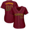 Custom Crimson Black-Gold Authentic Drift Fashion Baseball Jersey