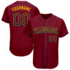 Custom Crimson Navy-Gold Authentic Drift Fashion Baseball Jersey
