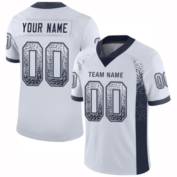 Custom White Navy-Gray Drift Fashion Football Jersey