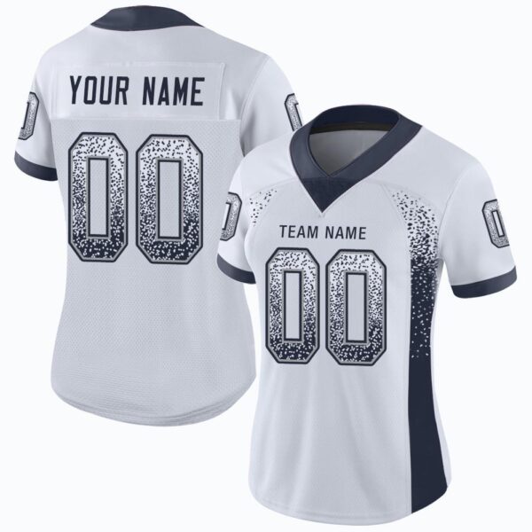 Custom White Navy-Gray Drift Fashion Football Jersey
