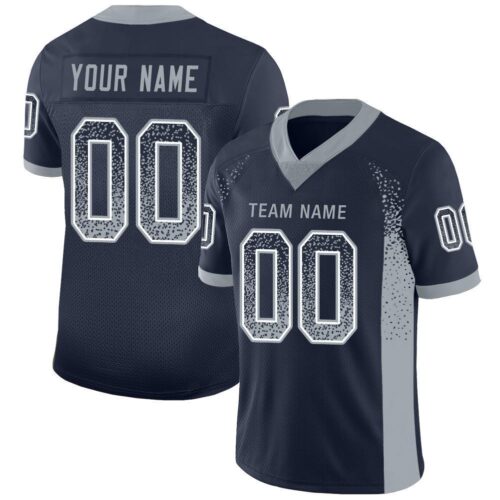 Custom Navy Light Gray-White Drift Fashion Football Jersey