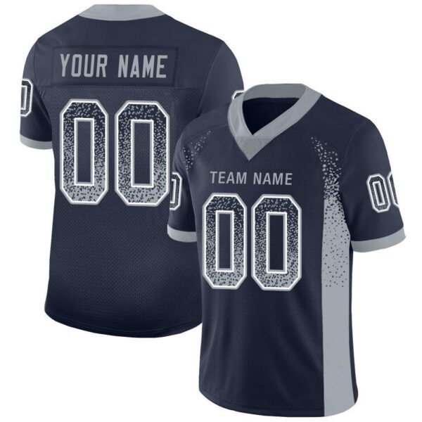 Custom Navy Light Gray-White Drift Fashion Football Jersey