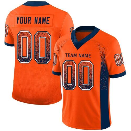 Custom Orange Navy-White Drift Fashion Football Jersey