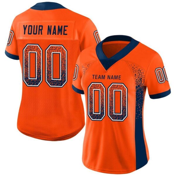 Custom Orange Navy-White Drift Fashion Football Jersey