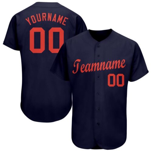 detroit_0041 Custom Navy Orange Baseball Jersey