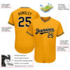 Custom Gold Black-White Authentic Baseball Jersey