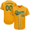 Custom Gold Green-White Authentic Baseball Jersey