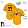 Custom Gold Black-White Authentic Throwback Rib-Knit Baseball Jersey Shirt