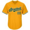 Custom Gold Green-White Authentic Throwback Rib-Knit Baseball Jersey Shirt