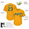 Custom Gold Green-White Authentic Throwback Rib-Knit Baseball Jersey Shirt