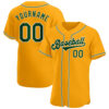 Custom Gold Green-White Authentic Baseball Jersey