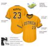 Custom Gold Black-White Authentic Throwback Rib-Knit Baseball Jersey Shirt