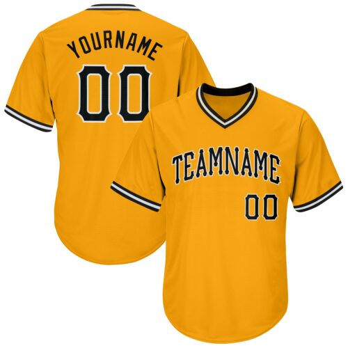 gold_0057 Custom Gold Black-White Authentic Throwback Rib-Knit Baseball Jersey Shirt